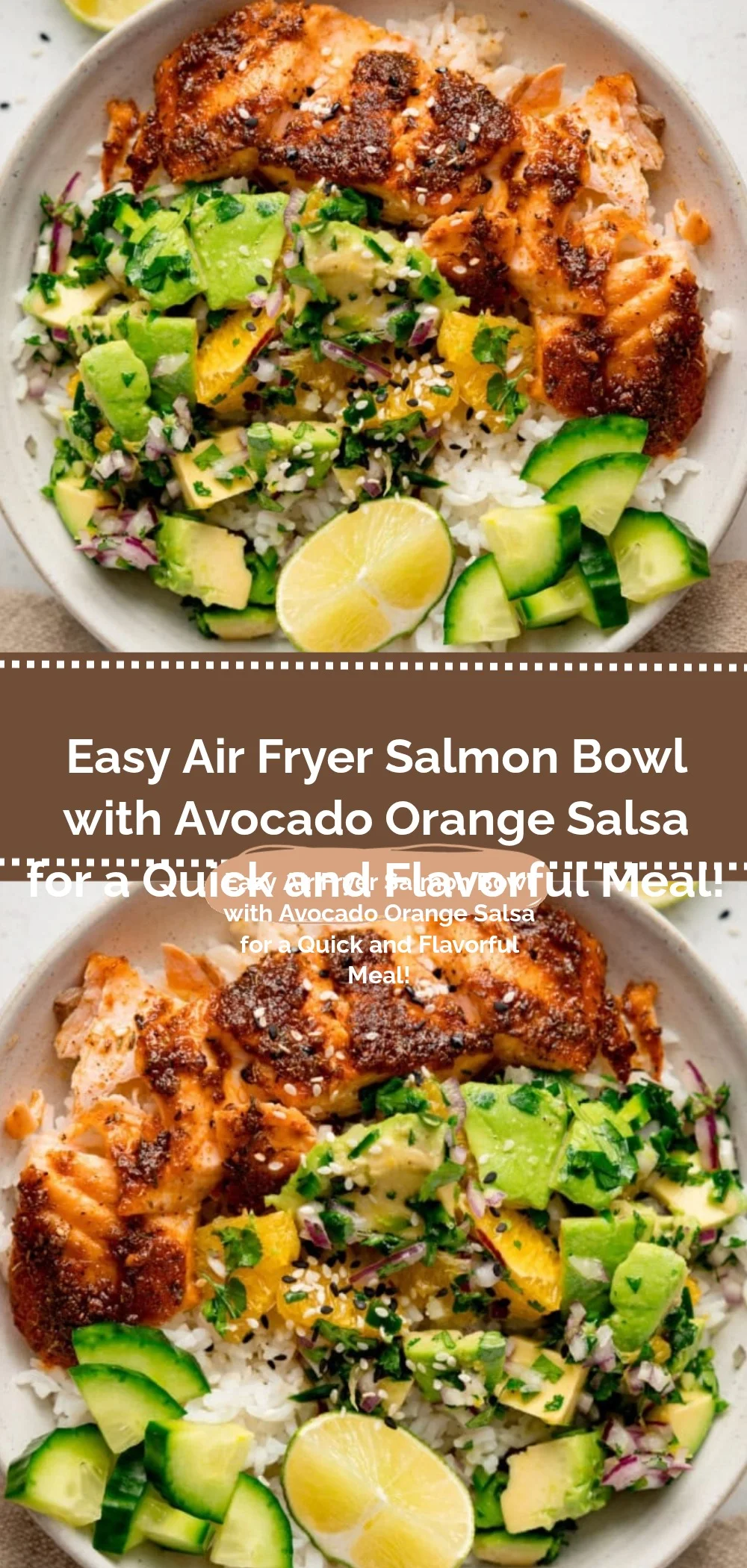Easy Air Fryer Salmon Bowl with Avocado Orange Salsa Recipe