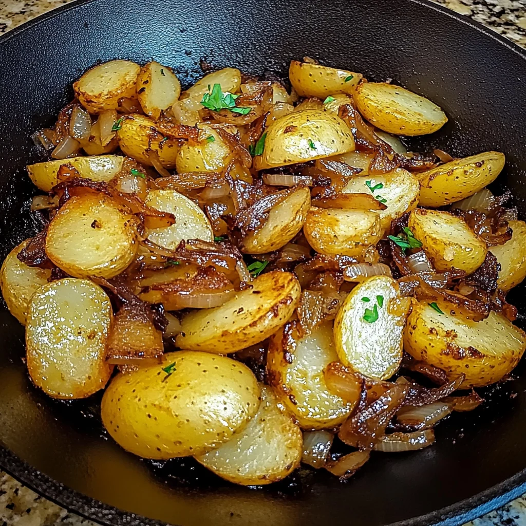 Crispy Cast Iron Skillet Potatoes with Caramelized Onions Recipe