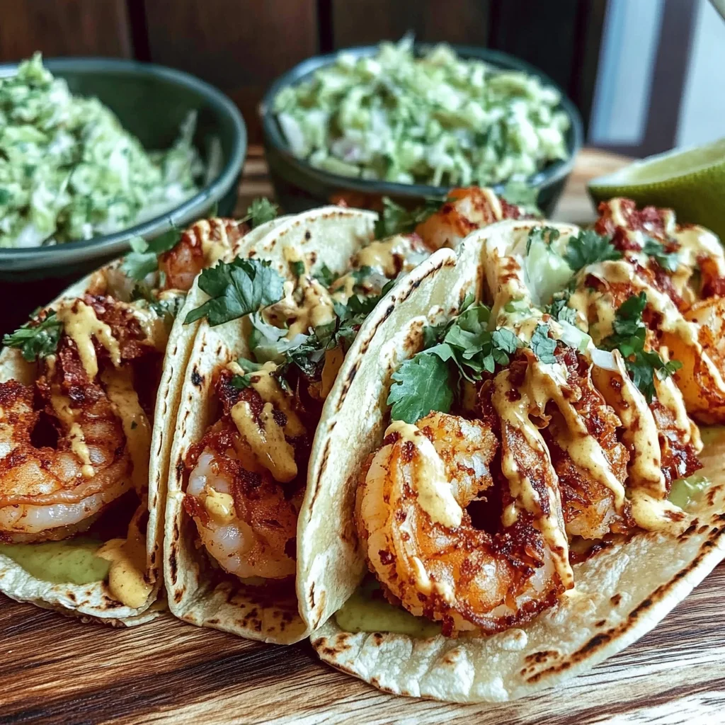 Crispy Shrimp Tacos with Easy Zesty Slaw Recipe