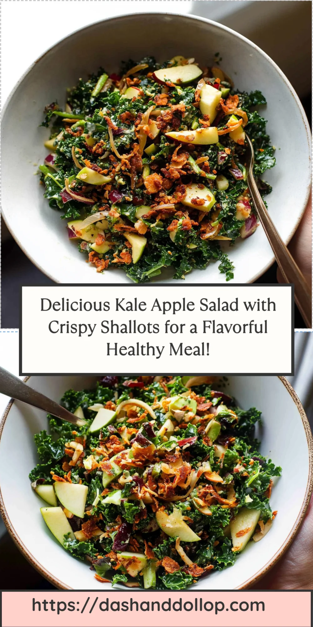 Delicious Kale Apple Salad with Crispy Shallots for a Flavorful Healthy Meal!