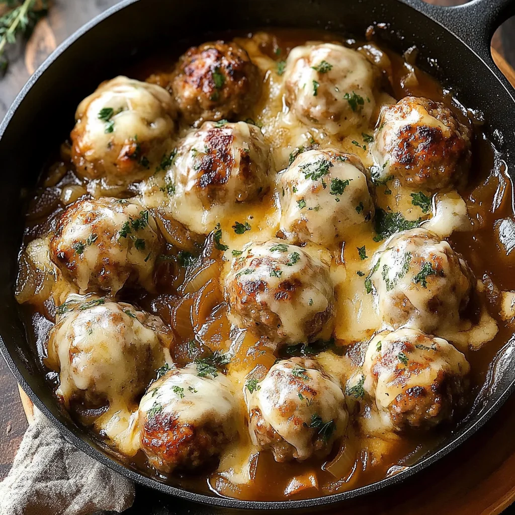Irresistible French Onion Meatball Skillet Recipe
