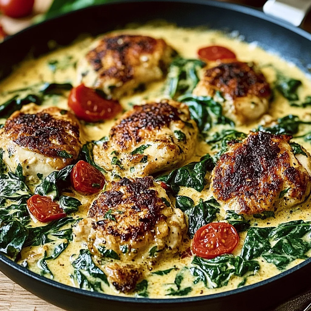 One-Pan Creamy Tuscan Chicken with Spinach Recipe