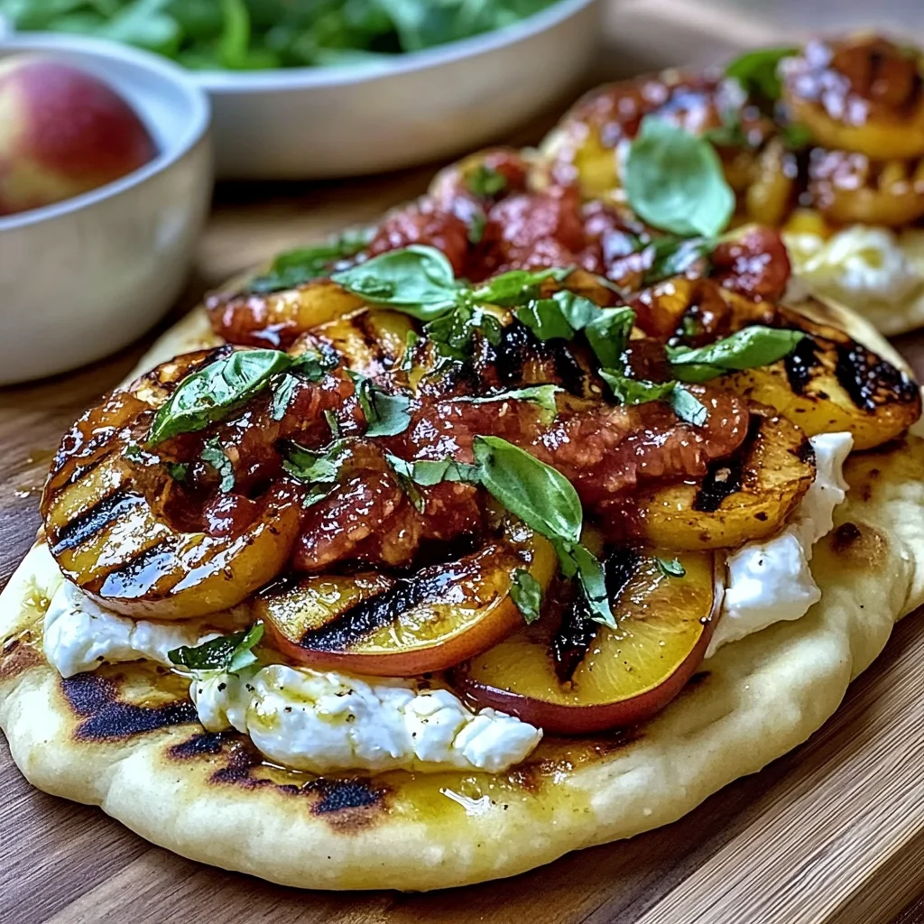 Quick Grilled Nectarine Burrata Flatbread Recipe with Hot Honey