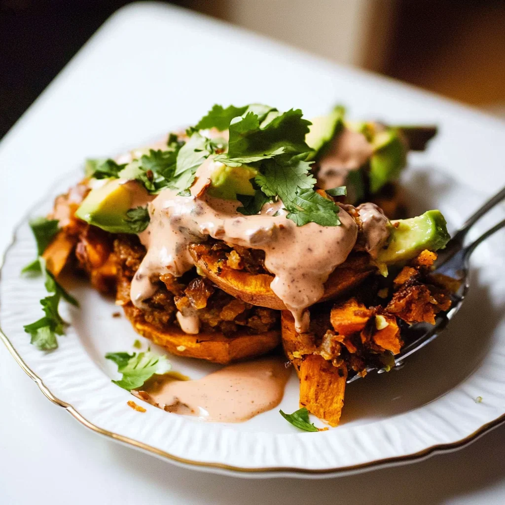 Roasted Sweet Potato Stacks with Chipotle Sauce Recipe