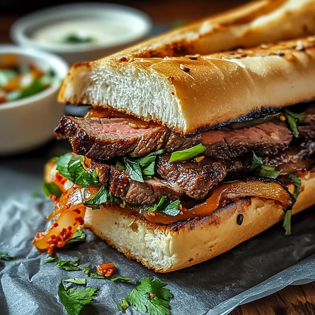 Savory Korean Steak Sandwich Recipe with Spicy Mayo Twist