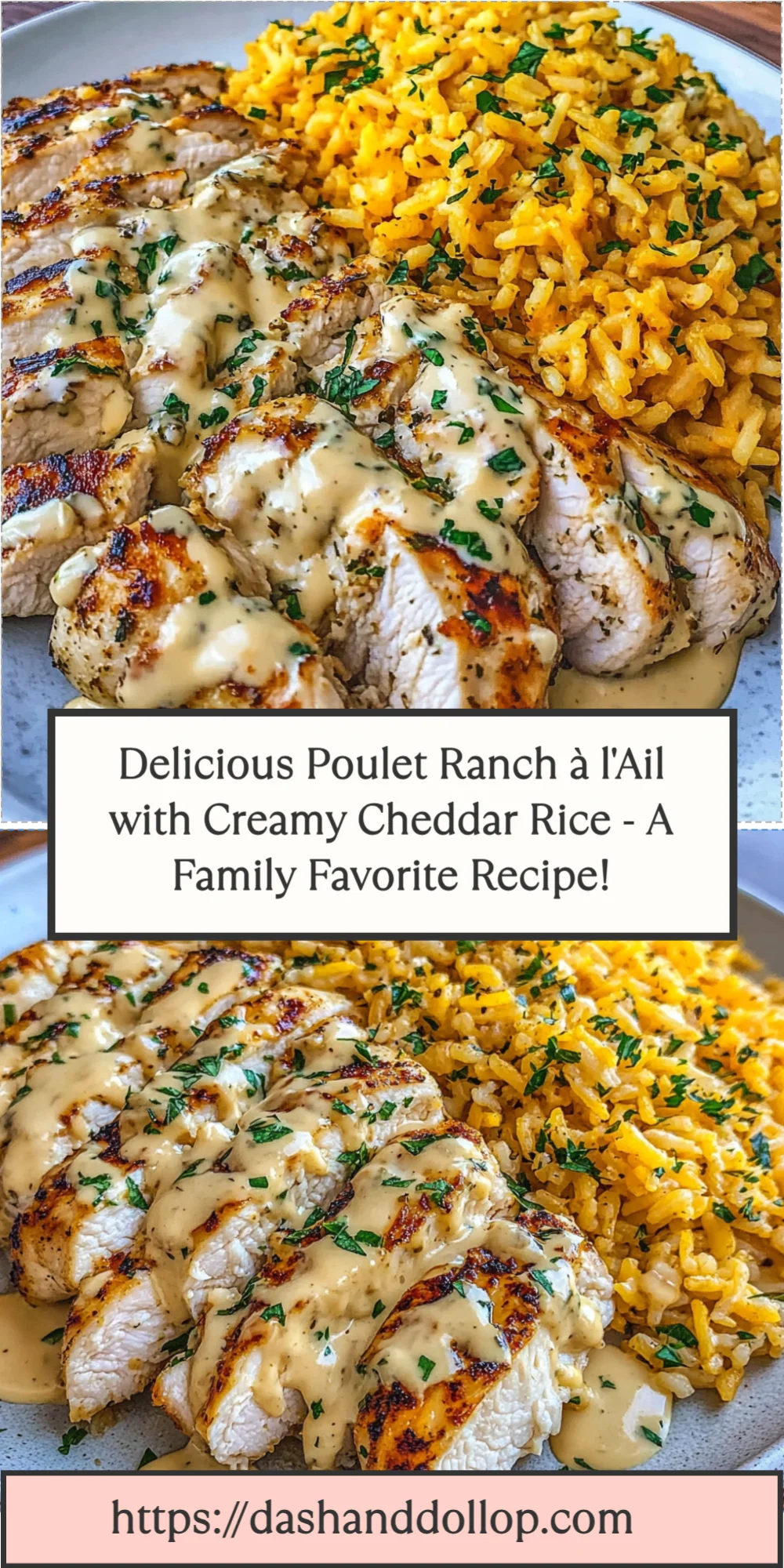 Delicious Poulet Ranch à l'Ail with Creamy Cheddar Rice - A Family Favorite Recipe!