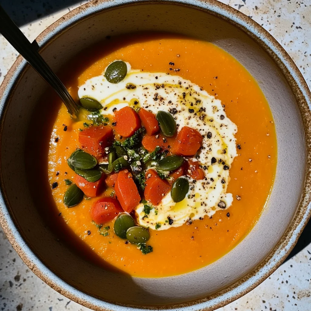 soupe de courge butternut aux lentilles rouges