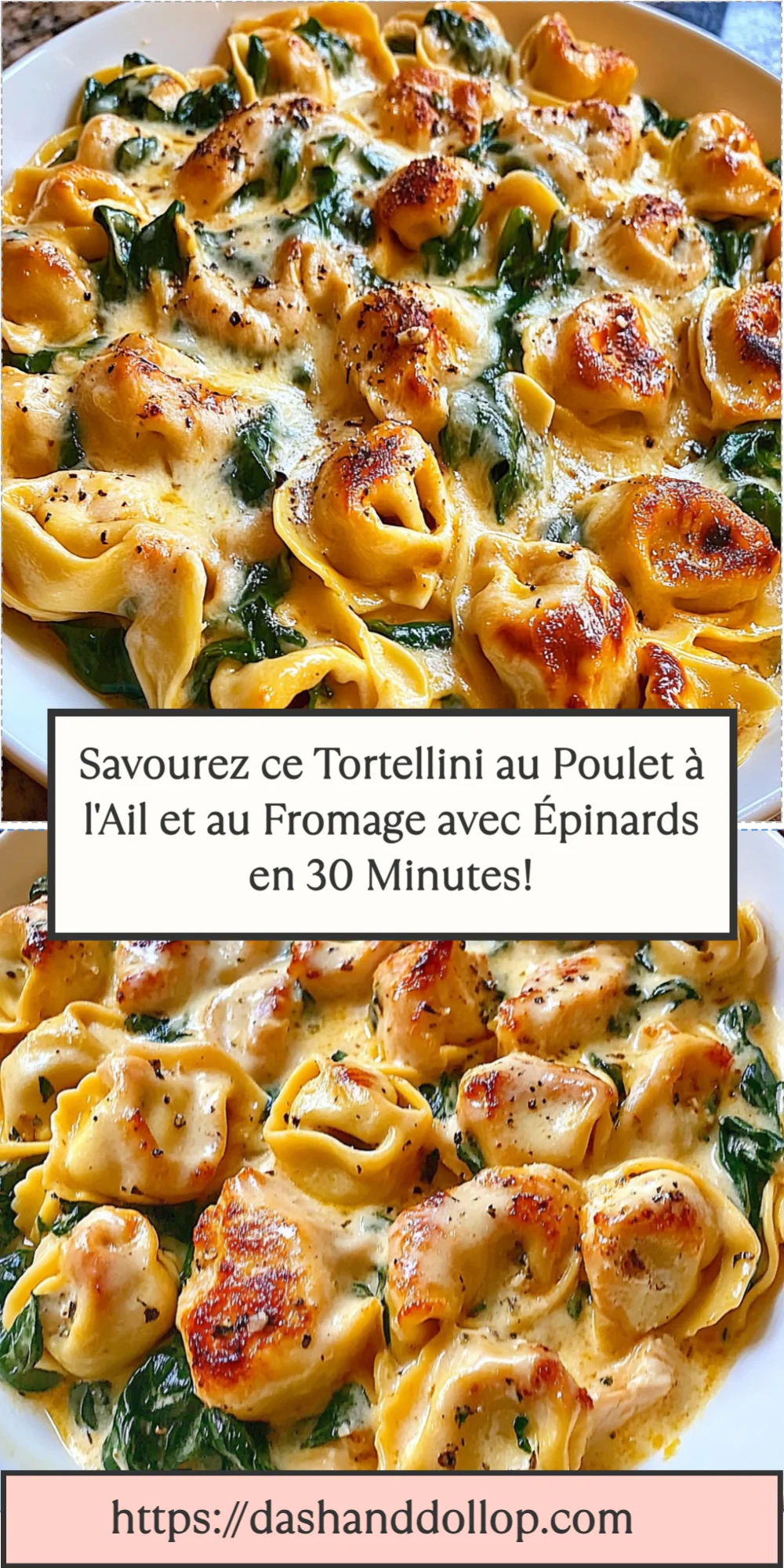 Savourez ce Tortellini au Poulet à l'Ail et au Fromage avec Épinards en 30 Minutes!